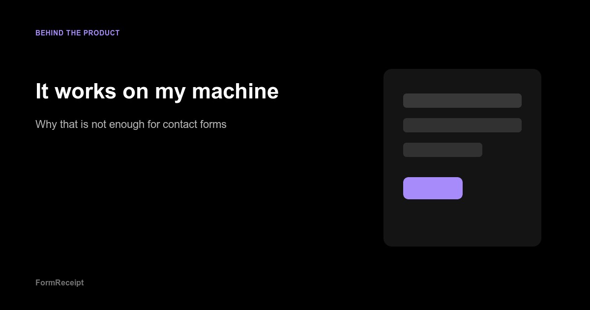 Developer reviewing a contact form test on a laptop